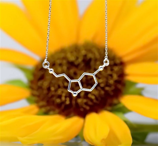 Lantisor / Colier / Argint 925/ Molecula Serotonina / Molecula fericirii