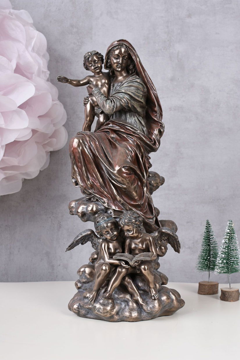 Statueta din ceramica cu Fecioara Maria cu Pruncul