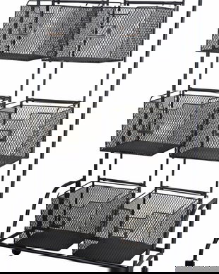 Dulap industrial din metal negru cu sase cosuri