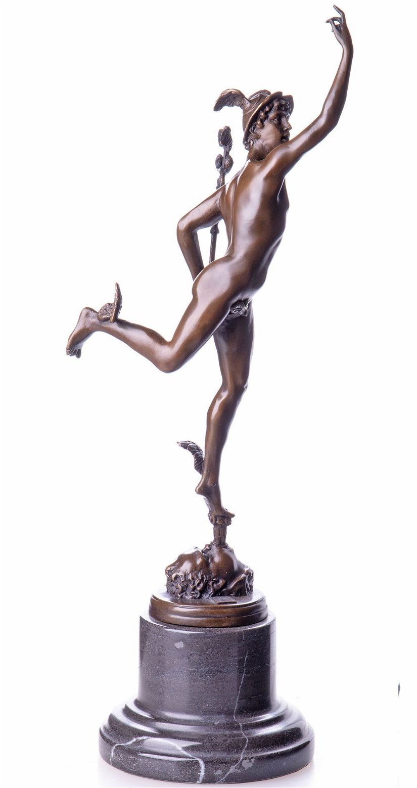 Hermes - statueta din bronz pe soclu din marmura