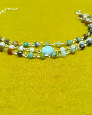 Bratara argint X3 larimar turcoaz african natural link larimar lant argint trendy wearable clasic - Transport gratuit