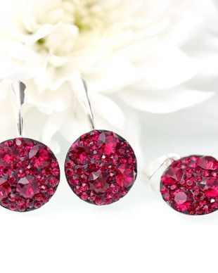 Set Swarovski  Regal Chaton Ruby / Argint 925