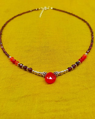 Colier argint granat carneol brioleta minimalist boho chic wearable trendy - Transport gratuit