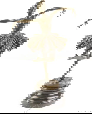 Balerina-statueta din bronz pe un soclu din marmura