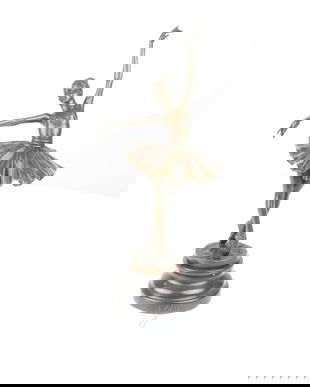 Balerina-statueta din bronz pe un soclu din marmura