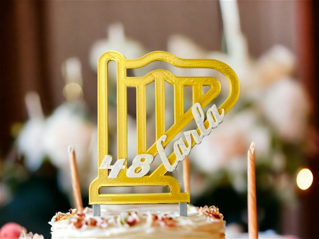 Cake Topper Personalizat cu tematica Harpa, cu numele si varsta