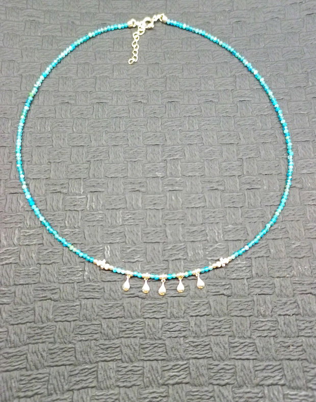 Colier argint apatit charm picatura argint minimalist boho chic trendy wearable - Transport gratuit