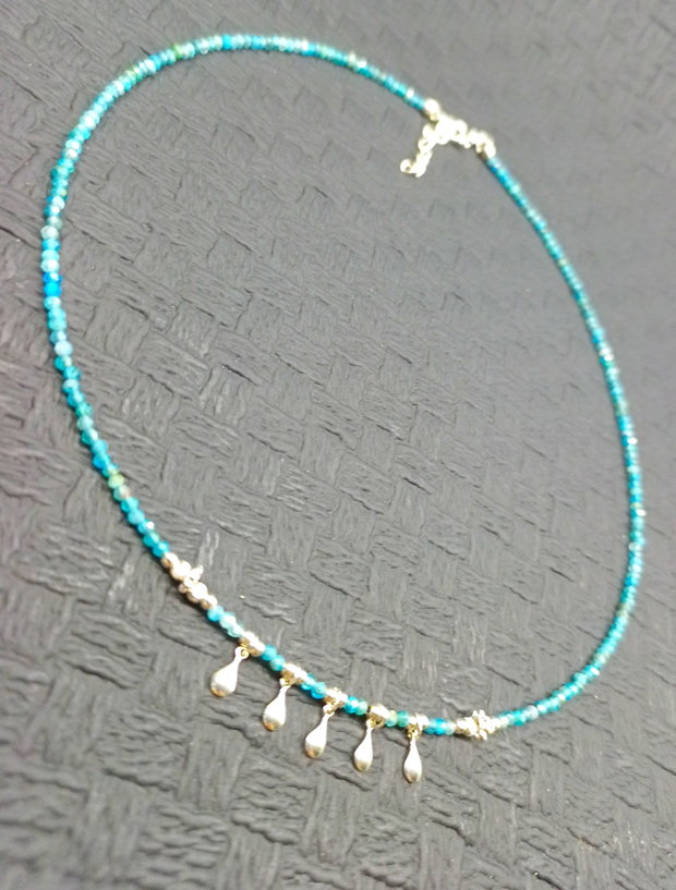 Colier argint apatit charm picatura argint minimalist boho chic trendy wearable - Transport gratuit