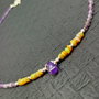 Colier argint opal de foc etiopian ametist picatura heishi disc minimalist boho chic trendy wearable - Transport gratuit