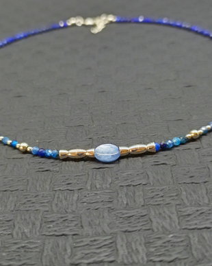 Colier argint kyanit topaz lapis lazuli minimalist boho chic trendy - Transport gratuit