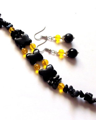 set cu agate galbene  si onix 43961
