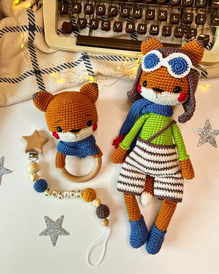 Set jucarii nou-nascut - Whimsical Woodland - Vulpe