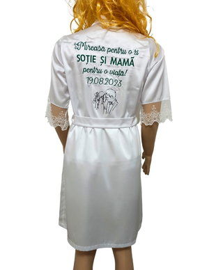 Halat Mireasa Personalizat, Satin Alb premium