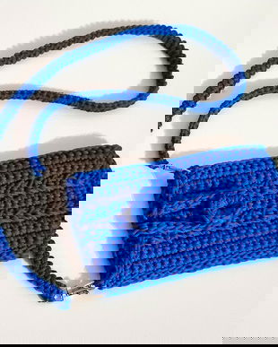 Pouch Crosetat Albastru - pentru telefon sau accesorii