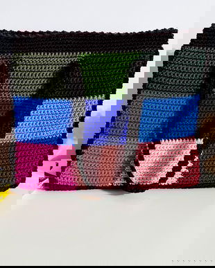 Tote Bag - Geanta crosetata mare cu Patrate Colorate