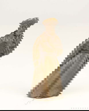 CLOPOT DE BRONZ DE MANA CU UN CALUGAR