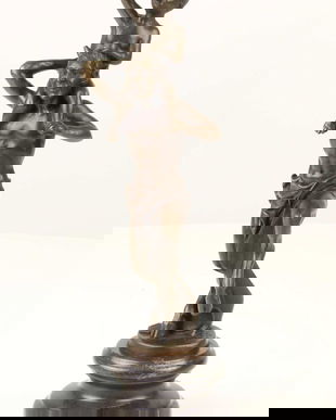 BACHUS - STATUETA DIN BRONZ PE SOCLU DIN BRONZ