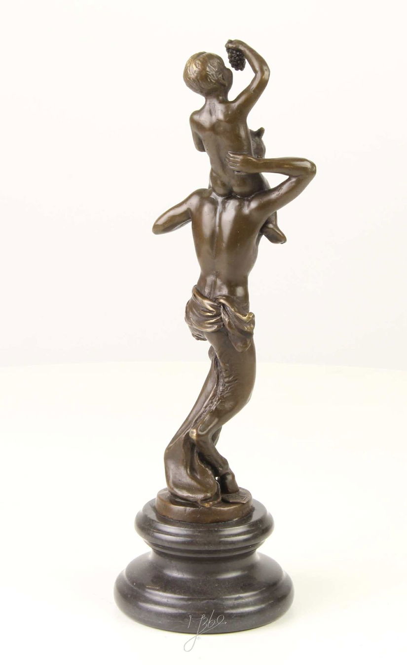 BACHUS - STATUETA DIN BRONZ PE SOCLU DIN BRONZ