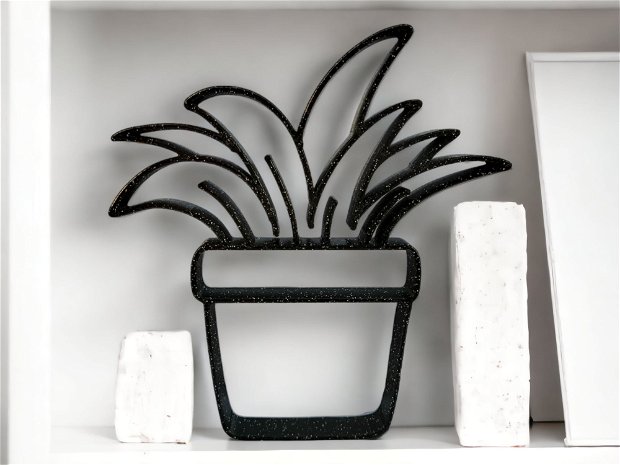 Sculptura decorativa moderna in forma de planta suculenta, Decor minimalist pentru raft, masa sau perete