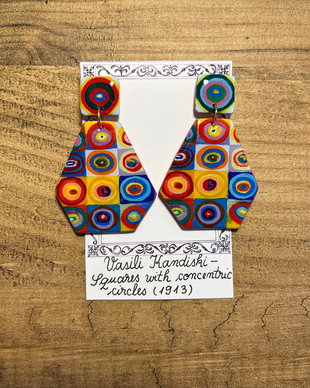 Cercei pictati manual dupa Kandinski