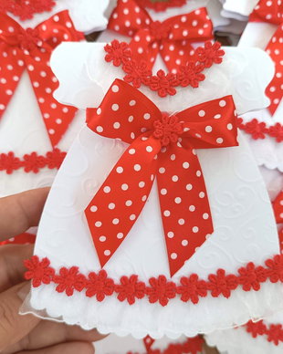 Invitații botez rochițe fetițe roșu