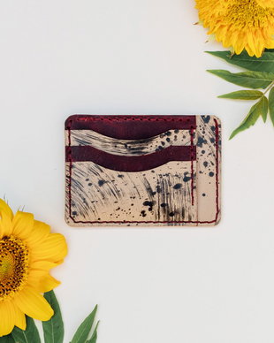 Portofel MiniP din piele naturala reciclata, slim, personalizat prin gravura
