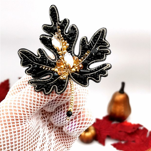 Broșa frunza - Black Glam Autumn