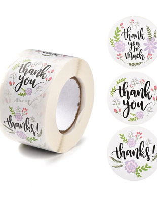 Etichete autoadezive rola Thank You, flori