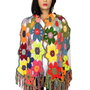 Esarfa dama cu flori mari multicolore. Sal dreptunghiular handmade.
