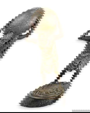 Atlas-statueta din bronz cu un soclu din marmura