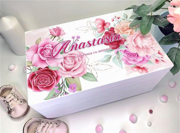 Cutie Amintiri Personalizată - Delicate Roses