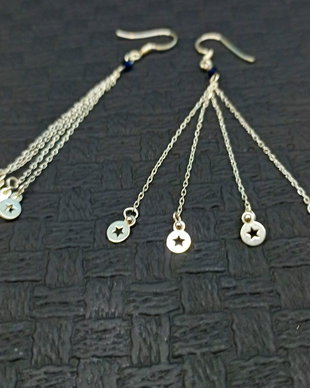 Cercei argint safir de sinteza lant argint banuti argint lungi minimalisti boho chic trendy cadou - Transport gratuit