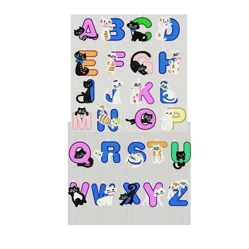 Litere alfabet cu pisicute brodate