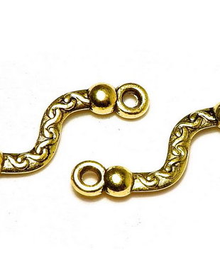 Link din aliaj metalic, auriu antichizat, 22.5x6 mm