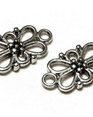 Link din aliaj metalic, argintiu antichizat, 16x8 mm
