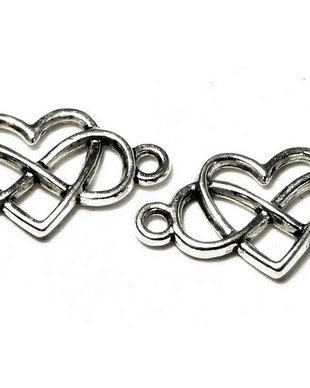 Link din aliaj metalic, argintiu antichizat, 24x12.5 mm