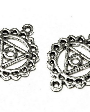 Link din aliaj metalic, argintiu antichizat, 19.5x14.5 mm