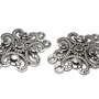 Link din aliaj metalic, argintiu antichizat, 2 siruri, 32x24.5 mm