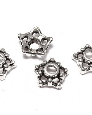 Capacel metalic, argintiu antichizat, 7.5x3 mm
