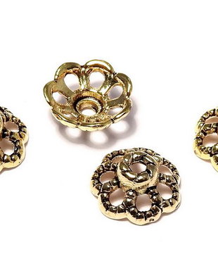 Capacel metalic, auriu antichizat, 9x4 mm