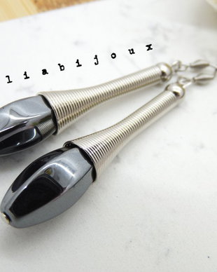 Cercei statement handmade -  hematit (cod859)