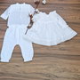 Set botez gemeni/ set botez fetita si baiat/costum alb din panza topita/pantalonași și cămașă  băiețel,rochiță fetita