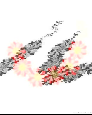 Bratara cu flori duble brodata