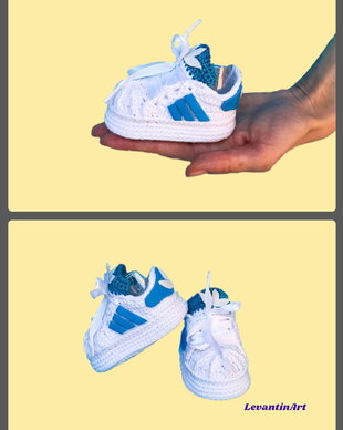 Botosei pentru bebelusi imitatie Adidas. Incaltaminte nou-nascut handmade. Botosei bebe 0-6 luni LA COMANDA