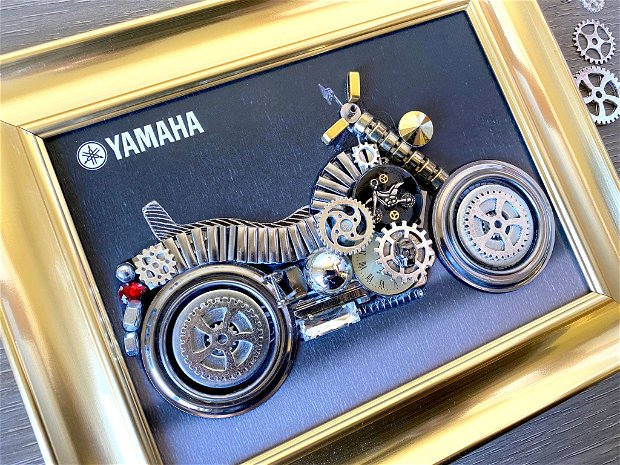 Motocicleta Yamaha Cod M 546・Cadouri zile de nastere・Mecanism de ceas vintage・Yamaha