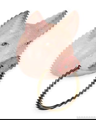 Suport pentru prosoape din fonta cu un cap de purcel