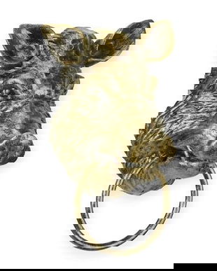 Suport pentru prosoape din fonta sub forma de cap de mistret