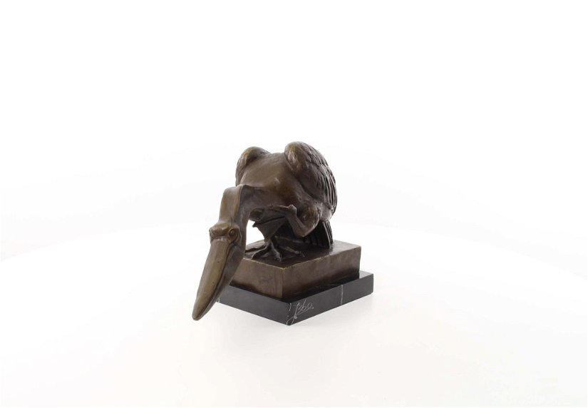 Pelican stilizat - statueta din bronz pe soclu din marmura