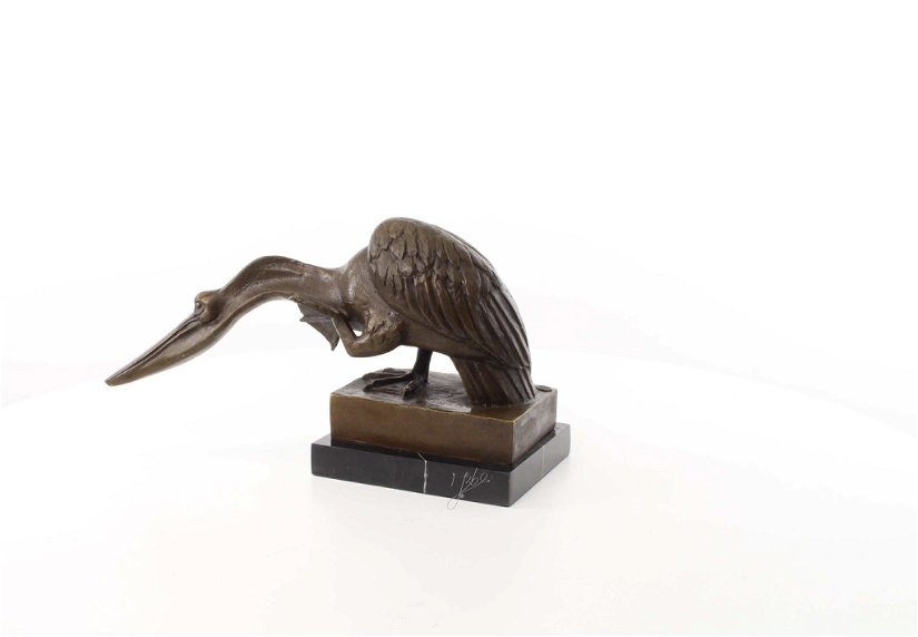 Pelican stilizat - statueta din bronz pe soclu din marmura