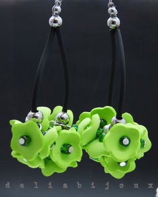 Cercei handmade statement unicat -flori - foamiran (cod862)